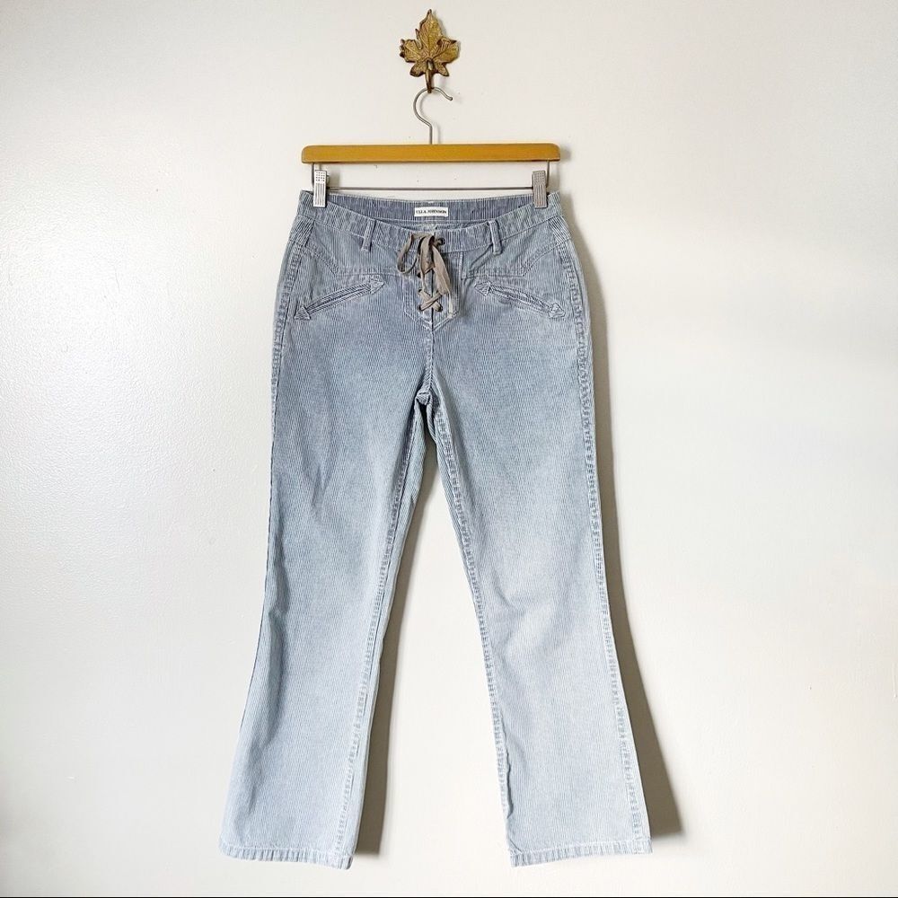Ulla Johnson Pin Striped Flare ankle jeans size 2 preowned - Picture 2 of 8